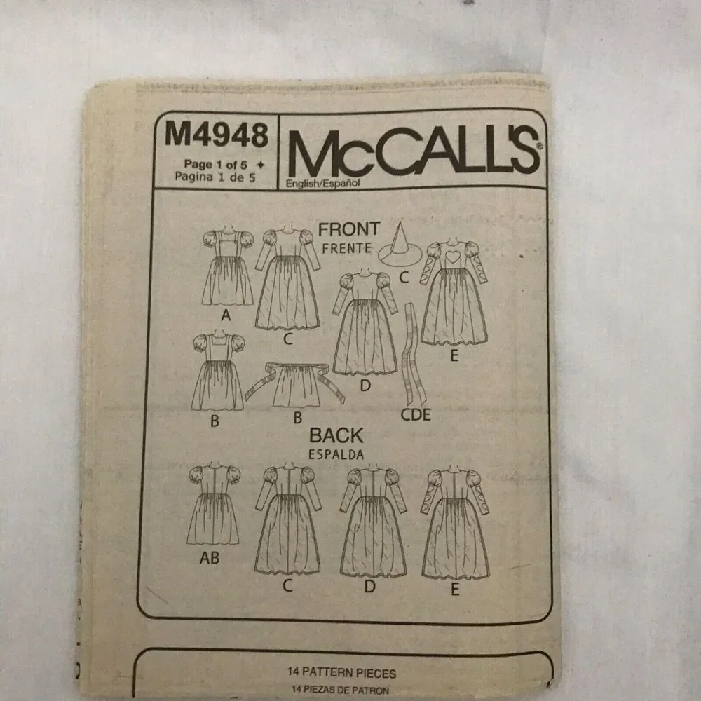 #M4948 McCalls sewing pattern costume, Dorothy, S-XL